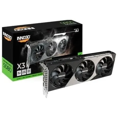 Placa De Vídeo Geforce Ddr7 16Gb/256 Bits Rtx 5080 Inno3D X3, 3 Fans, Dp, Hdmi, N50803-16D