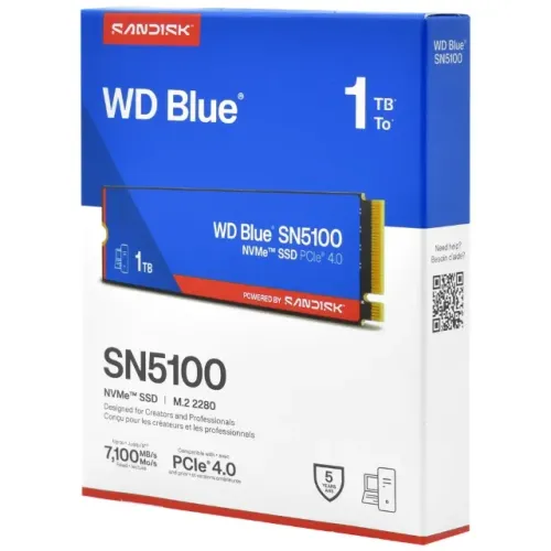 SSD Western Digital M.2 1TB WD Blue SN5100 NVMe - Leitura ate 7100mbs
