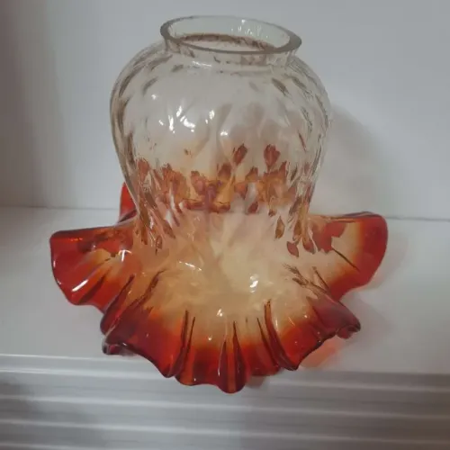 Cúpula antiga em cristal alaranjado para luminária antiga ou lustre antigo ou abajour