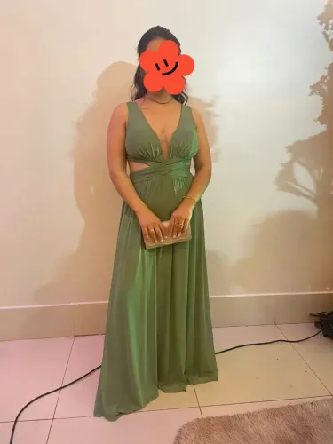 Vestido festa verde oliva