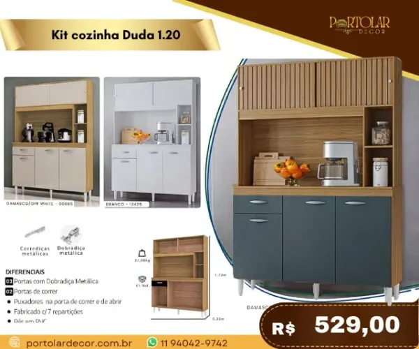 Kit cozinha Duda 1.20, a pronta entrega