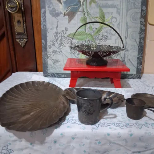 Conjunto prata 6 peças misturadas....nada quebrado