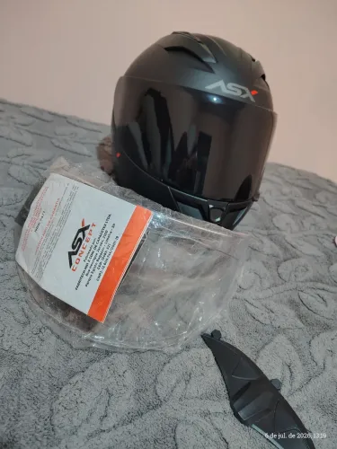 Capacete Asx City Solid Preto Fosco + Viseira Fumê tamanho 54