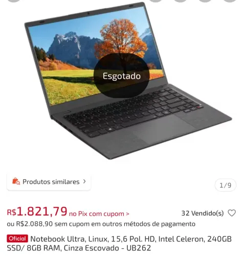 NOTEBOOK ULTRA WINDOWS 11 PRO 256GB 8 GB RAM NOVO