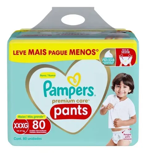 Fralda Pampers Premium Care Pants Tamanho XXXG 80 Unidades