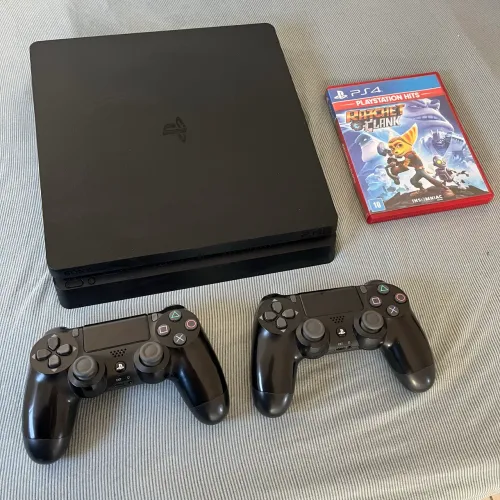 Ps4 Slim 1TB + 2 Controles Originais + Vários Jogos - Completo