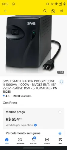 Estabilizador Progrecive lll 1000W/VA entrada bivolt saída 110V
