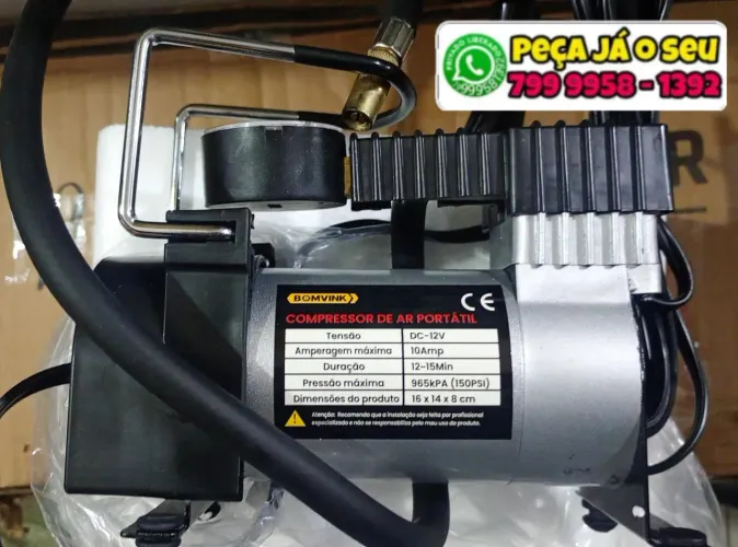 Compressor para pneus portátil tenha sempre em mãos