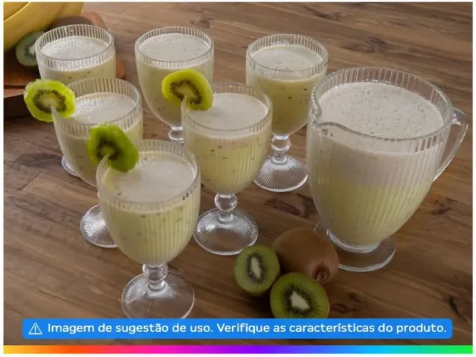 Conjunto Jarra 1L e Taças 350ml Vidro Canelado 7 Peças