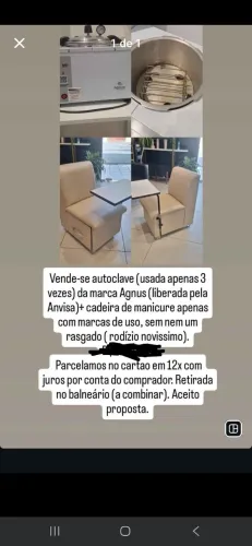 Autoclave e cadeira de manicure 