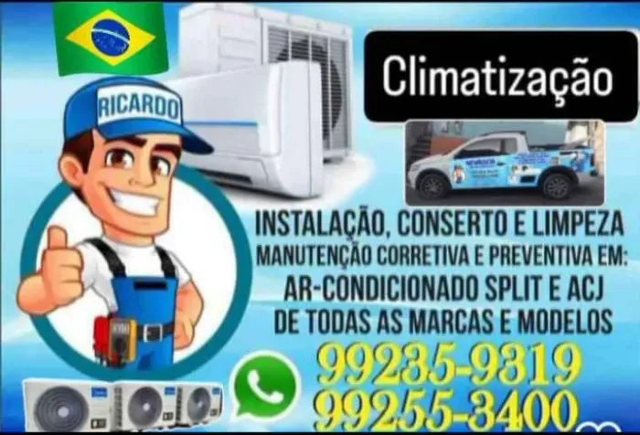 Serviços de Ar-condicionado. Higienização, instalação, consertos, Cargas de Gás e outros.