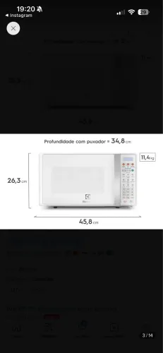 Microondas Electrolux 20l branco novo