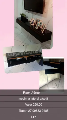 Rack Aéreo e Mesinha Lateral Para Sofá