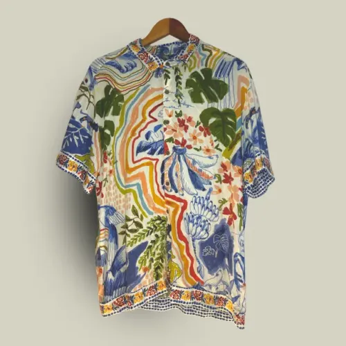 Camisa Farm Original GG Viscose Tropical Print Pouco Uso