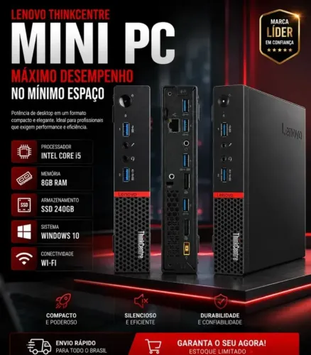 Mini Pc Lenovo M900 I5 6a Geração 8gb Ram Ssd 240gb Wifi