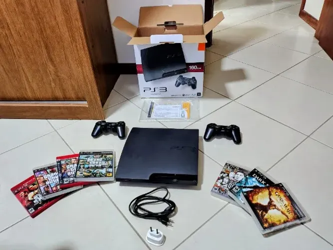 PS3 Slim Completo na Caixa + Coleção de Luxo (31 Jogos Originais)