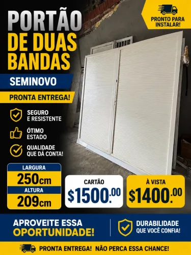 Portão semi novo de alumínio