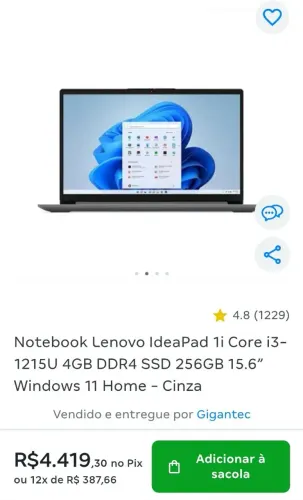 VENDO LENOVO IDEAPAD i3! (ACOMPANHA UM TECLADO E HEADSET)