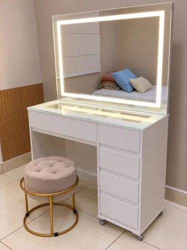 Penteadeira Front Led Com Rodízio L 1.00 M