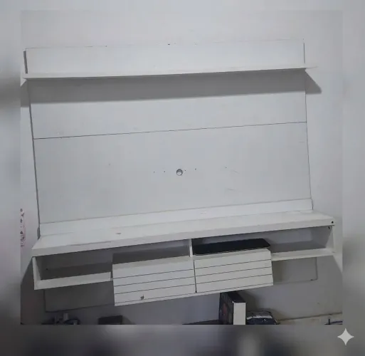 Painel Home Suspenso para TV Branco com Gavetas Frisadas - Desapego