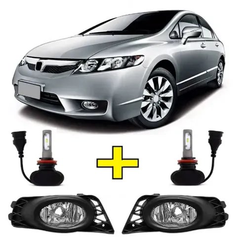 Par 2 Farol Milha Aux + 2 Ultra LED New Civic 2009 2010 2011