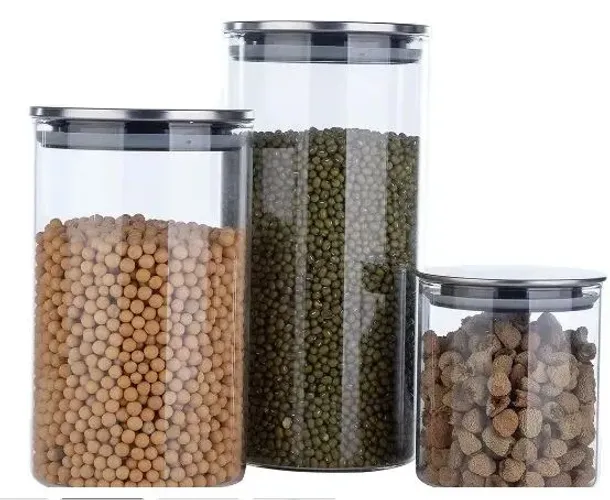 Conjunto de Potes de Vidro 3 Peças 300 mL / 1000 mL / 1500 mL - Casual Home  Com o Conjunt