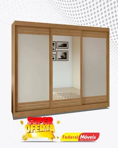 Guarda Roupa 3 Portas Deslizantes c/ Espelho 6 Gavetas Super Lindo Fazemos Entrega