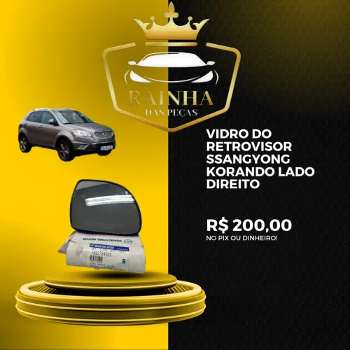 Vidro do Retrovisor Ssangyong Korando Lado Direito 