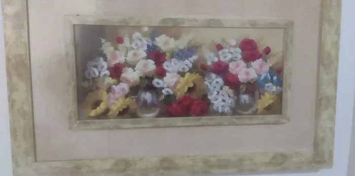 Quadro flores pequenas margaridas rosas