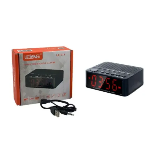 RADIO RELOGIO DESPERTADOR DIGITAL BLUETOOTH / SLOT CARTÃO DE MEMORIA LELONG LE-674 