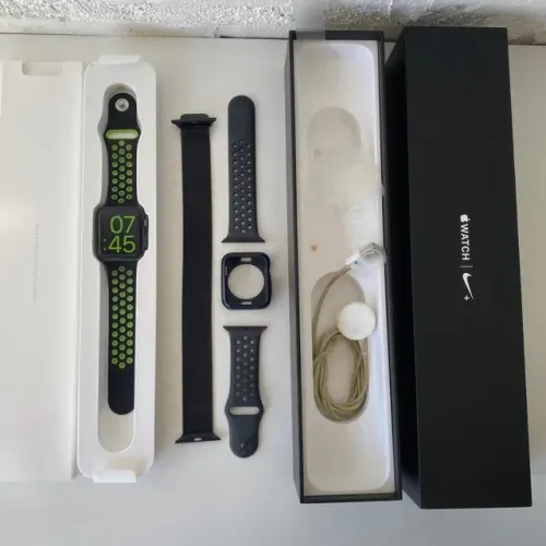 C433 Apple Watch Original Nike + Model A1758 c/ 3 pulseiras protetor carregador e caixa
