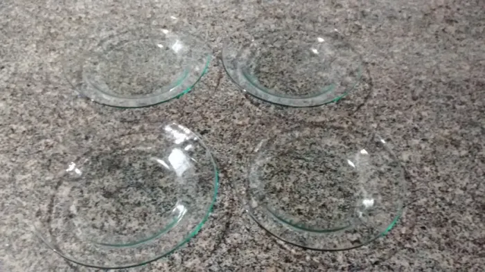 Antigo Kit Combo Pratos Fundos Vidro Transparente Estilo Duralex ou Colarex dos Anos 70 co