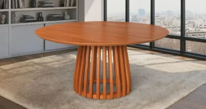 Mesa de Jantar Redonda Amadeirada madeira maciça 