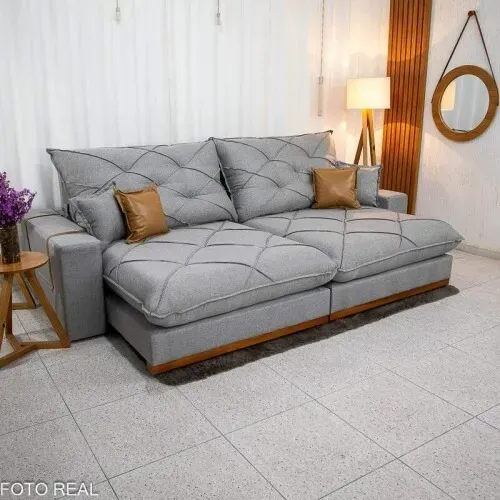 Sofá Retrátil Reclinável Malibu 2.90m Linho Cinza 1008 - D33