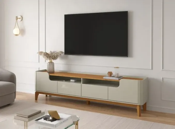 Rack Flip 1.80m Até 60 Polegadas Off White.Cinamomo Frete Grátis - Até 12x S/ Juros