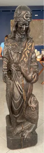 Escultura de Madeira Antiga - Obra de Arte Única