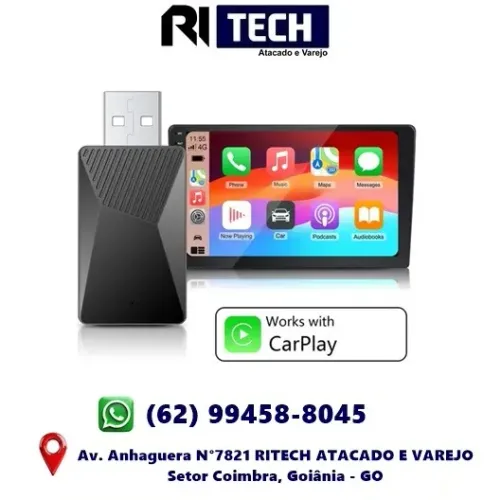 Adaptador CarPlay Sem Fio E Android Auto Box 2 Em 1 Wireless 