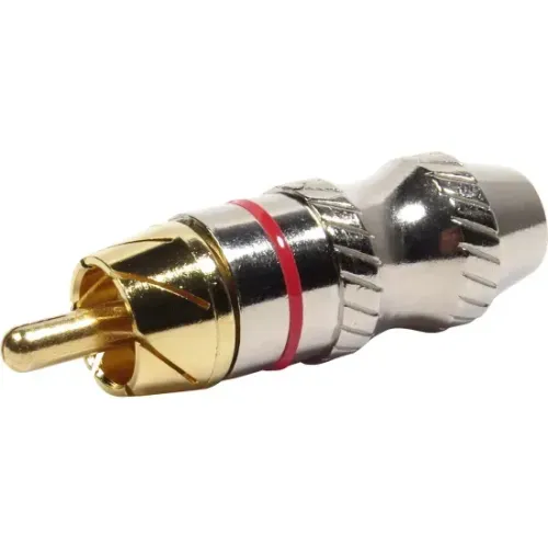 Kit 10 Unidades Plug RCA Metal Com Anel Vermelho PGRC0025 Storm