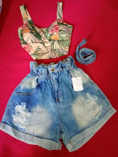 Mega promoção! Short jeans Premium cós alto com elastano no cós 