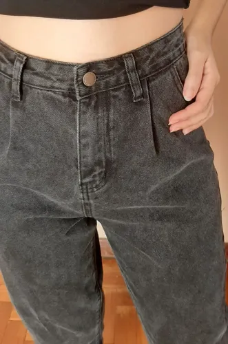 CALÇA MON  JEANS PRETA/ACINZENTADA MOD. ALFAIATARIA IMPORTADA