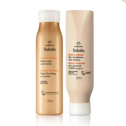 Shampoo 300ml + Condicionador 280ml Nutritivo Tododia Pêssego e Amêndoa - Natura