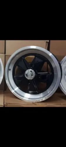 Rodas Porsche Clássicas - Aro 15 Volkswagen fusca 4x130 novas preta com borda diamantada 