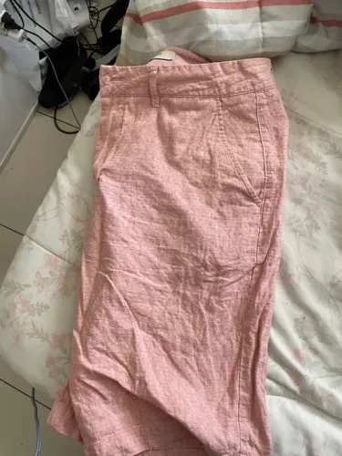 Shorts de linho rosa claro Henring