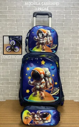 Kit mochila carrinhos menino 3 pecas e 3 rodas - FAZEMOS ENTREGAS 