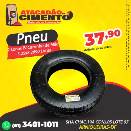 Pneu 2 Lonas Para Carrinho de Mão 3,25x8 2690 Lotus