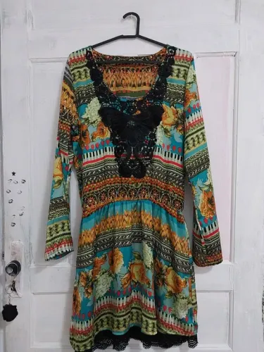 Vestido Longo Floral com Renda