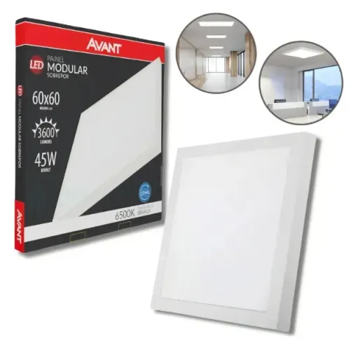 Painel Modular Sobrepor Led Integrado 60x60cm 3600 Lumens 45W Bivolt Avant