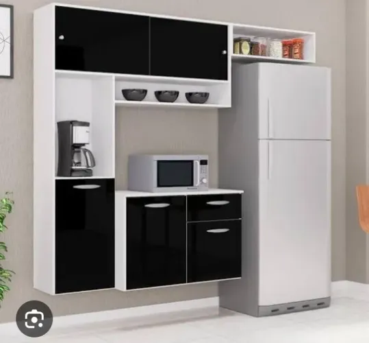 Armário de cozinha preto/branco 