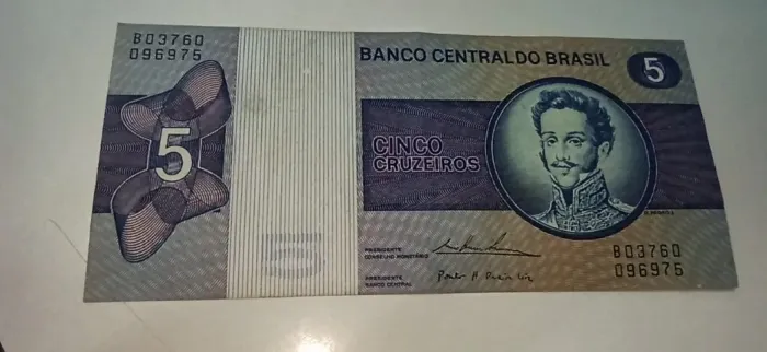 Linda Cédula Dom Pedro I 5 Cinco Cruzeiros Fe Original