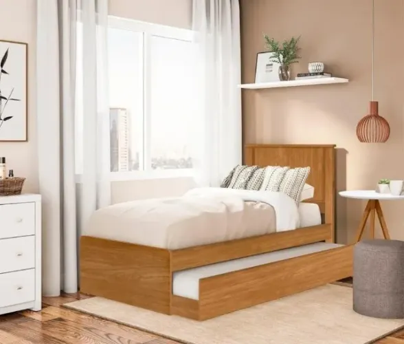 Cama Barcelona Solteiro com Auxiliar Pronta Entrega - Tebarrot